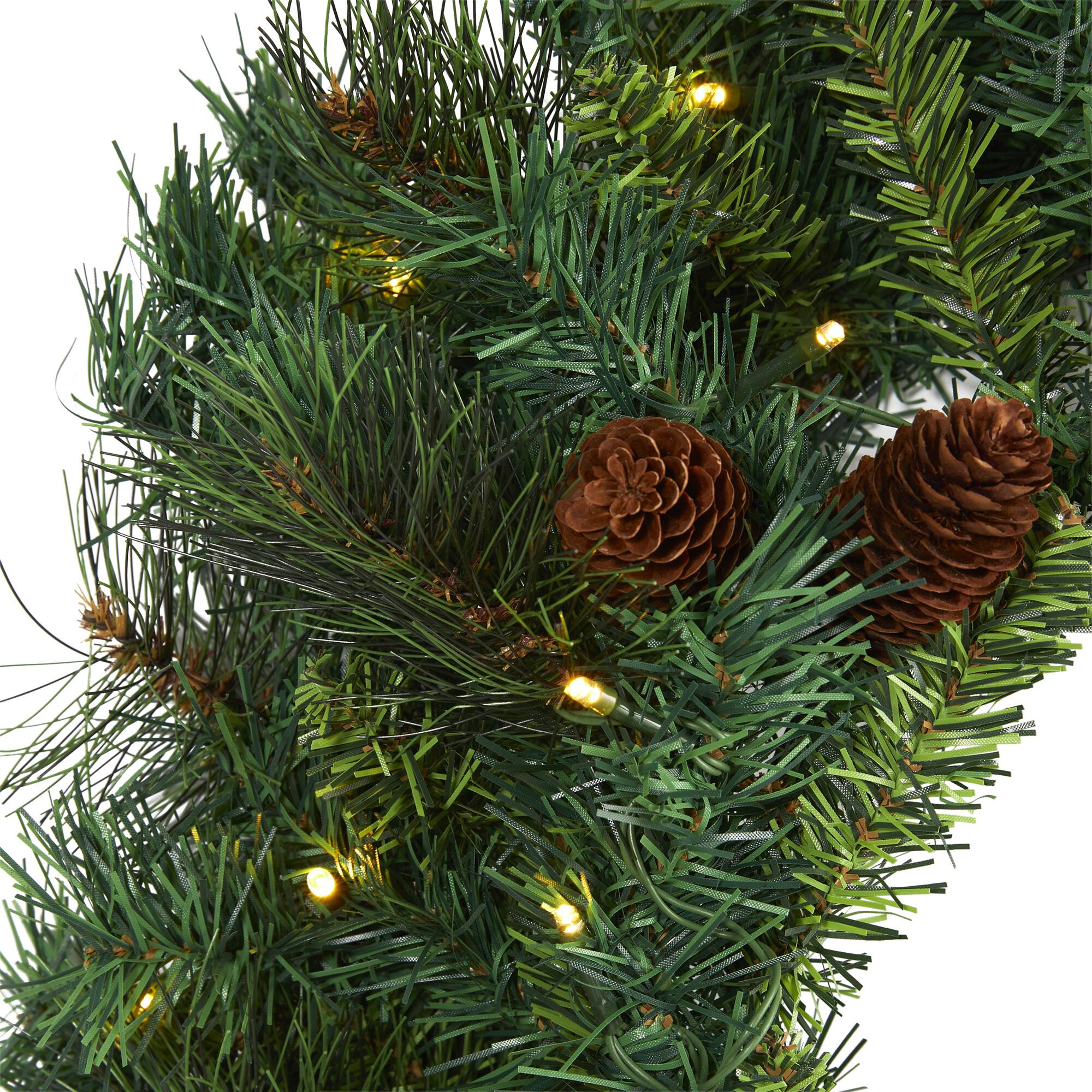 20" LED Mixed Pine & Pinecone Artificial Christmas Wreath